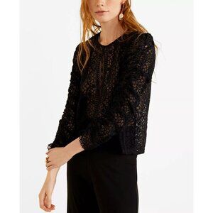 MANGO Women's Lace Blouse Size XXS In Black